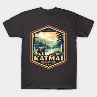 Katmai  National Park Vintage WPA Style National Parks Art T-Shirt